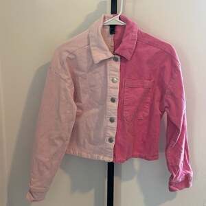 Forever 21 Pink Two-Tone Colorblock Corduroy Cropped Jacket Small
